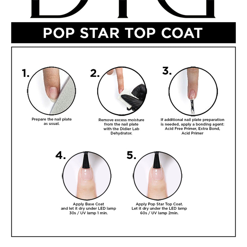 UV Top coat no wipe, Pop Star, No1, 10ml, DidierLab