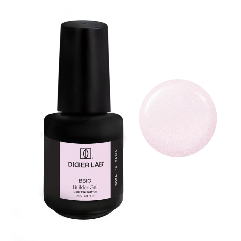 Builder Gel in a bottle BBIO, Milky Pink Glitter, DidierLab, 15ml