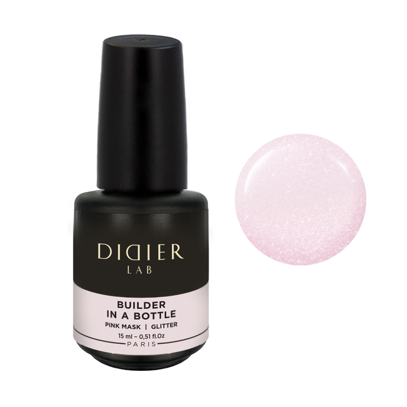 Builder Gel in a bottle, Pink Mask Glitter, DidierLab, 15ml