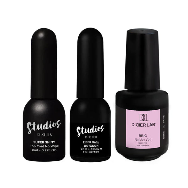 Set BBIO Builder Gel + Octagon Fiber Base + Super Shiny Top Coat