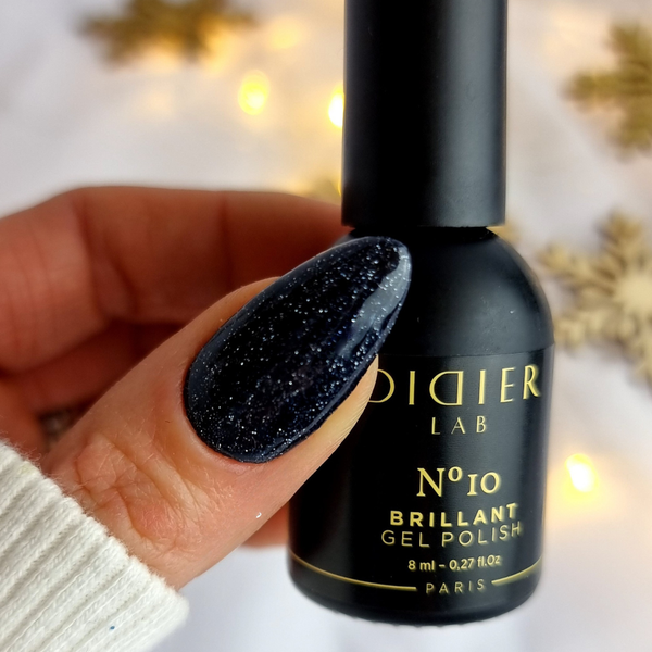 Festliches Black Sparkle Trio, Octagon Base, Brillant No 9, Super Shiny Top Coat, Didier Lab