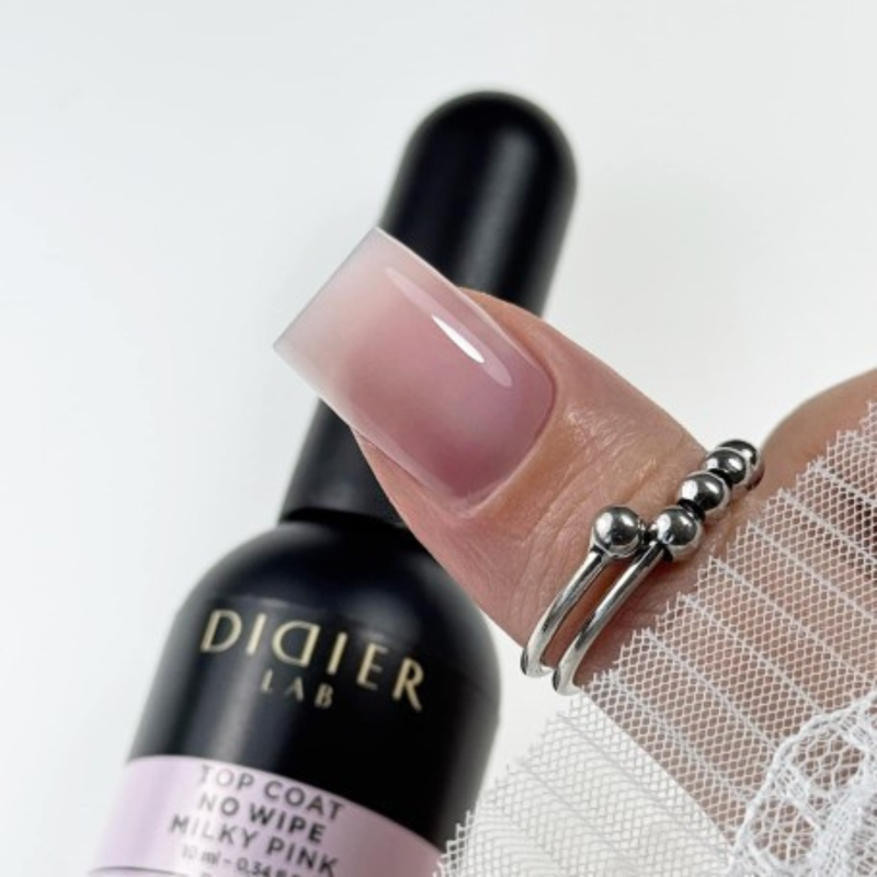 UV Top Coat No Wipe, Milky Pink, Hema und TPO frei, DidierLab, 10ml