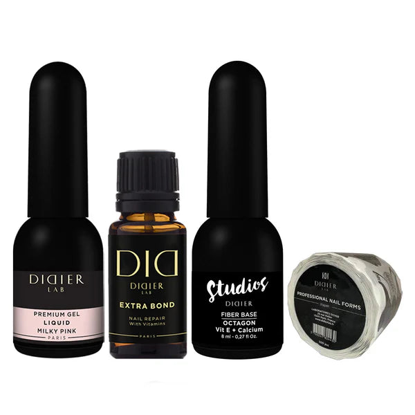 Maniküre Set mit Liquid Gel, Primer, Fiber Base Octagon und Schablonen, Didier Lab