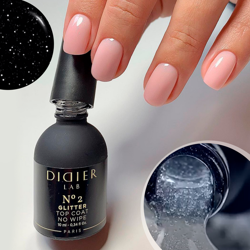Top Coat Glitter No Wipe "Didier Lab", No2, 10ml